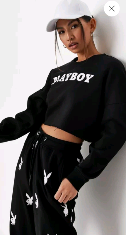 Ladies black cropped Playboy sweatshirt 